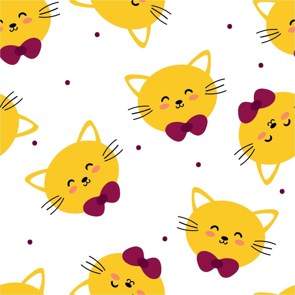 seamless pattern cartoon cat. cute animal wallpaper for textile, gift wrap paper vector