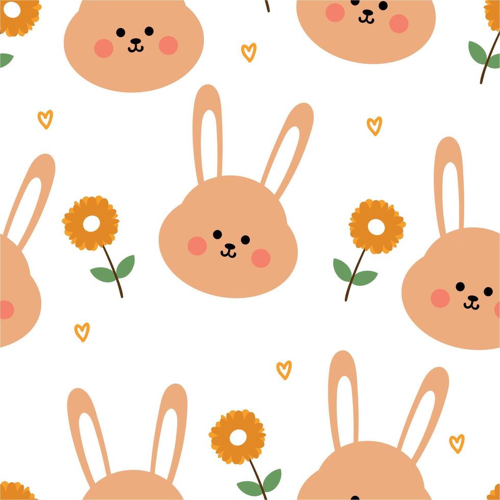 seamless pattern cartoon bunny. cute animal wallpaper for textile, gift wrap paper vector