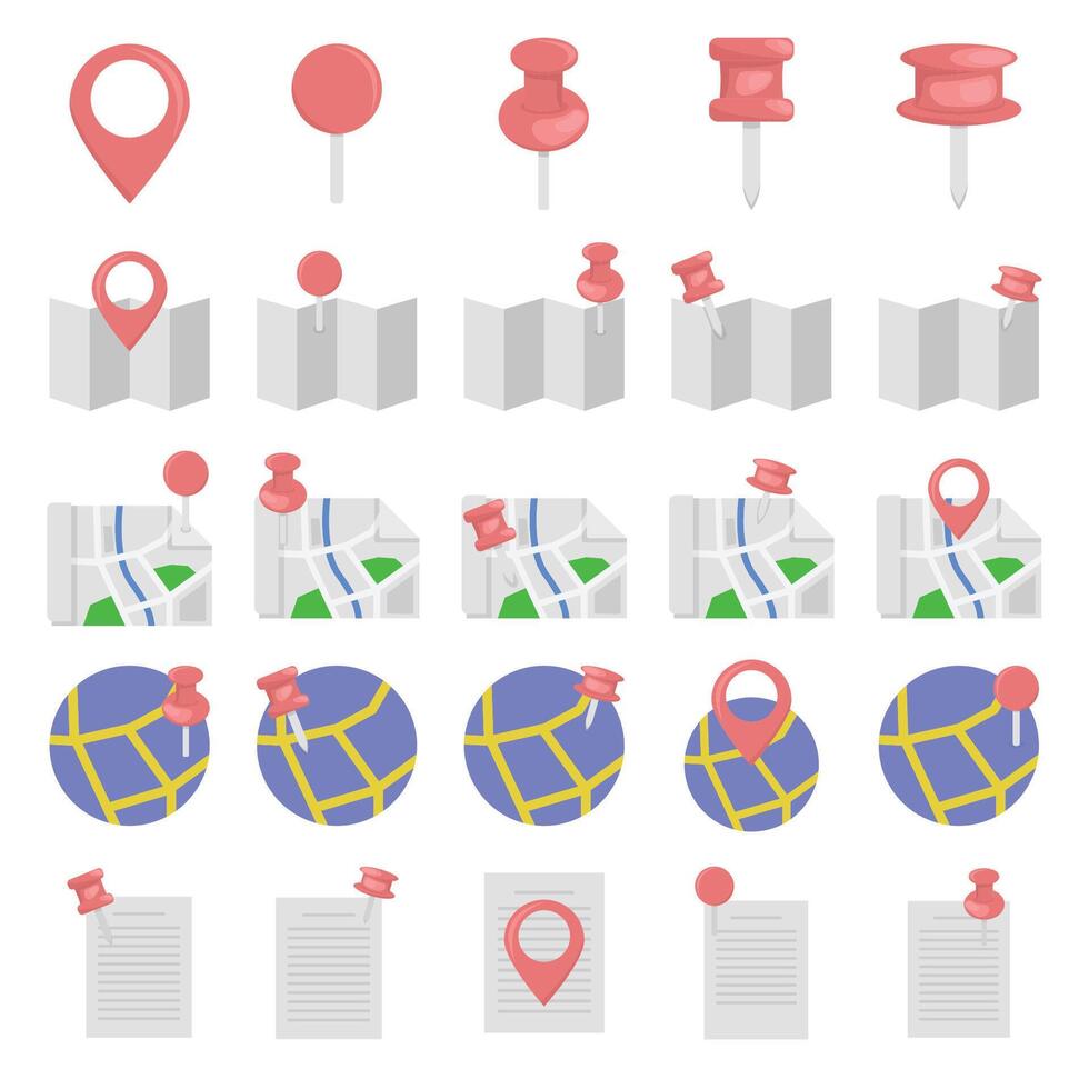 ilustración de alfiler mapa paquete vector