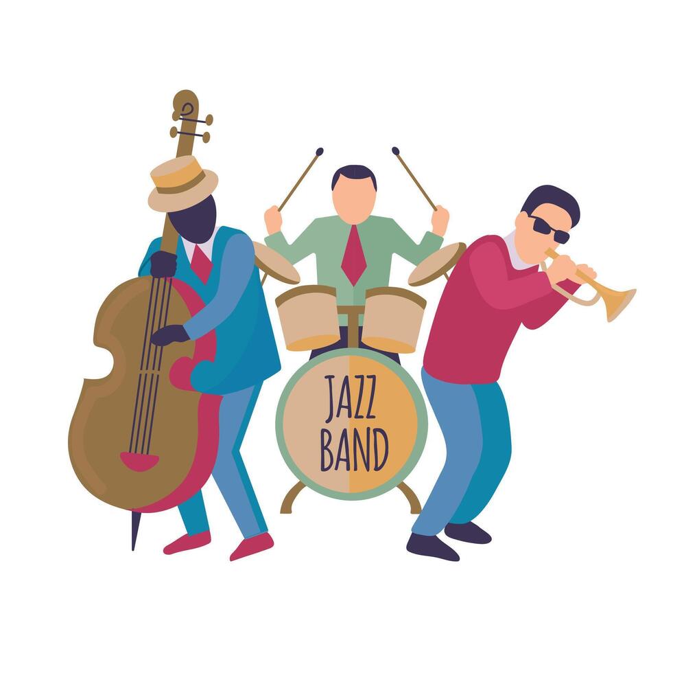 multicultural banda de jazz clipart aislado ilustración vector