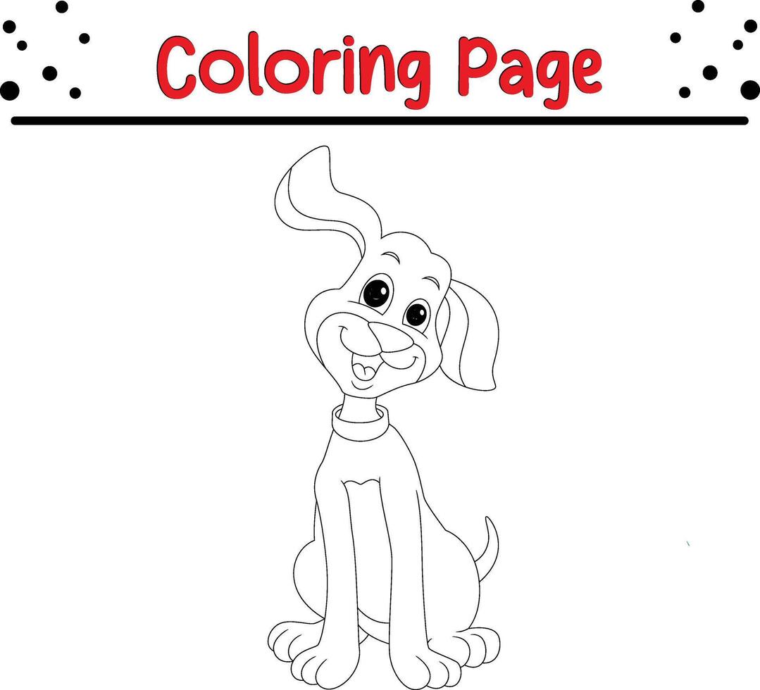 cute dog coloring book page for kids. vector