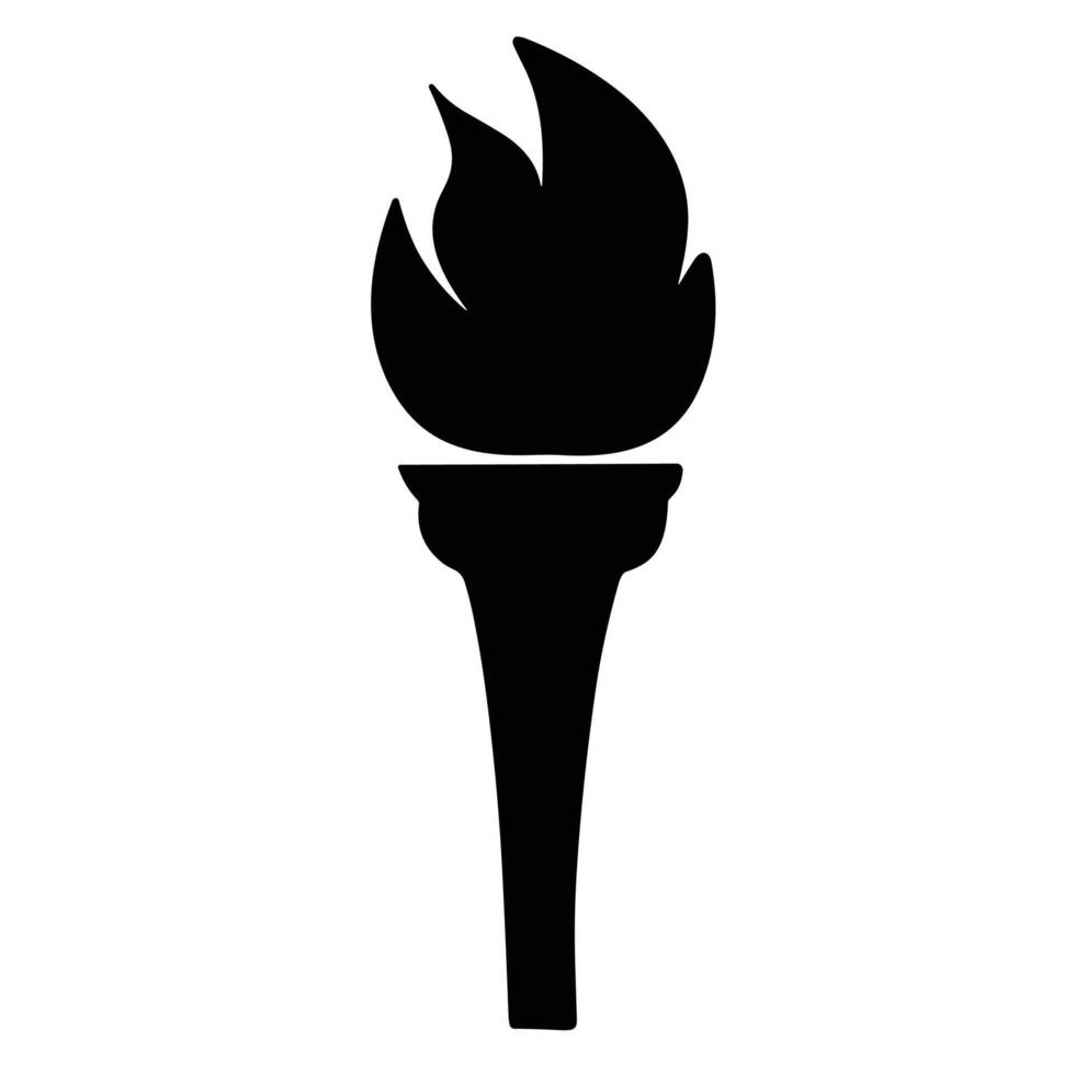 Torch flame icon silhouette. Hand drawn art. vector