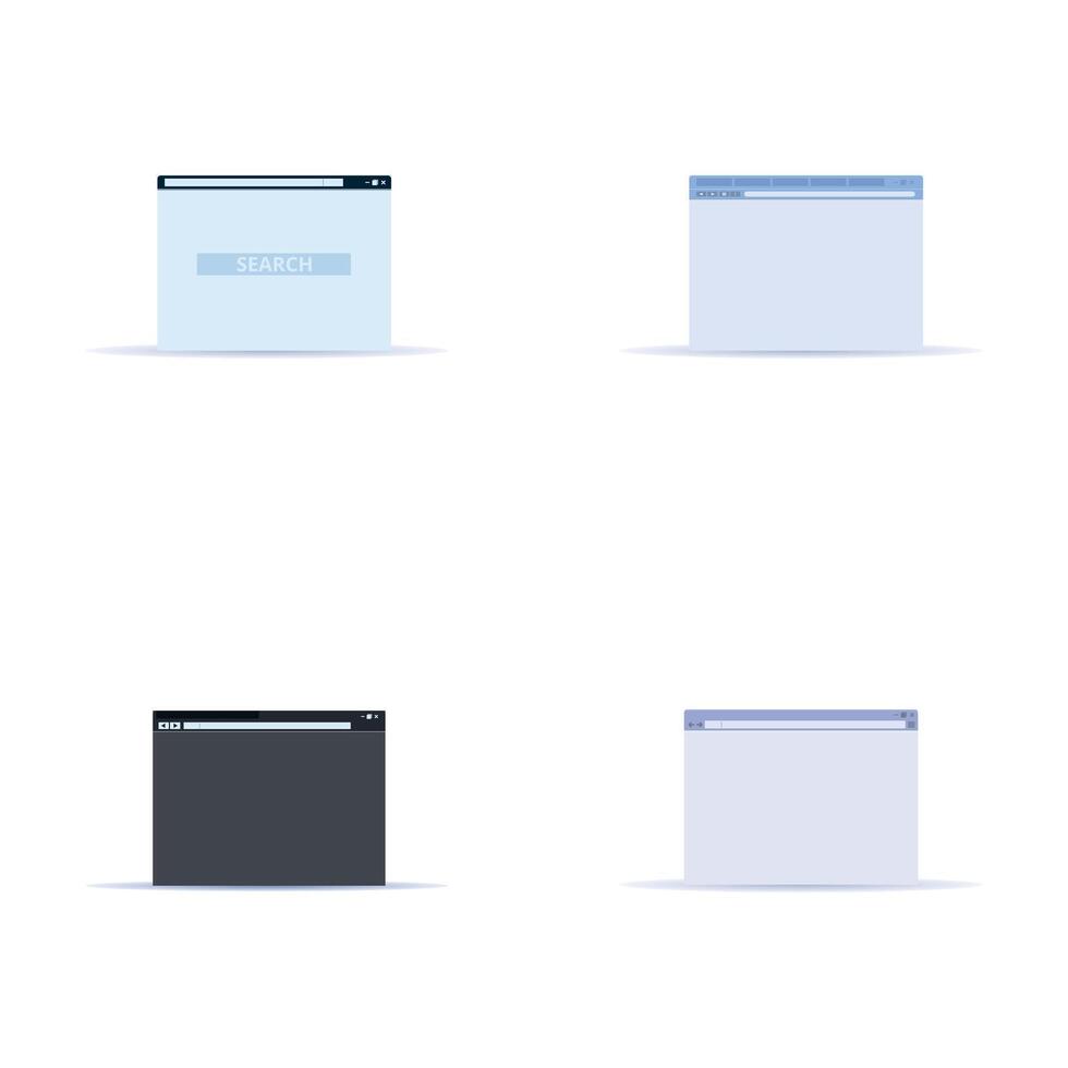 Search string icons set cartoon . Search engine web browser window vector