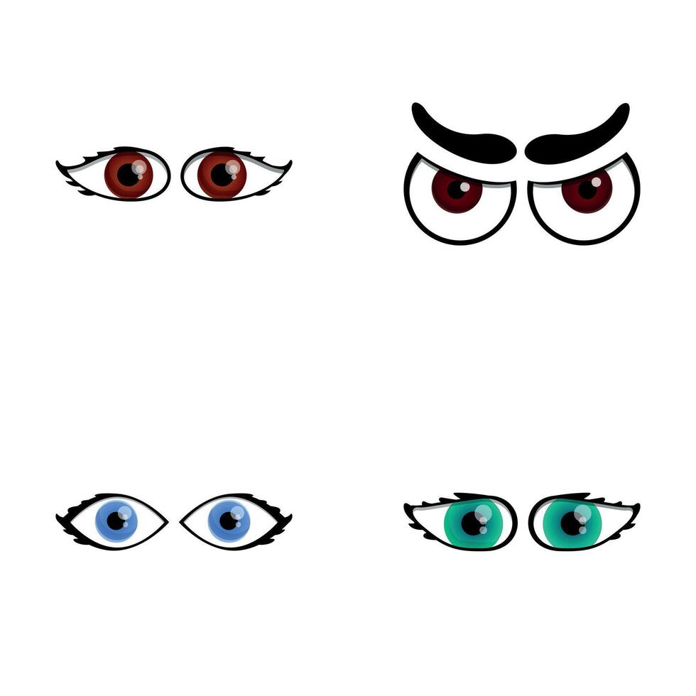 Eye emotion icons set cartoon . Cartoon eye expressing different emotion vector