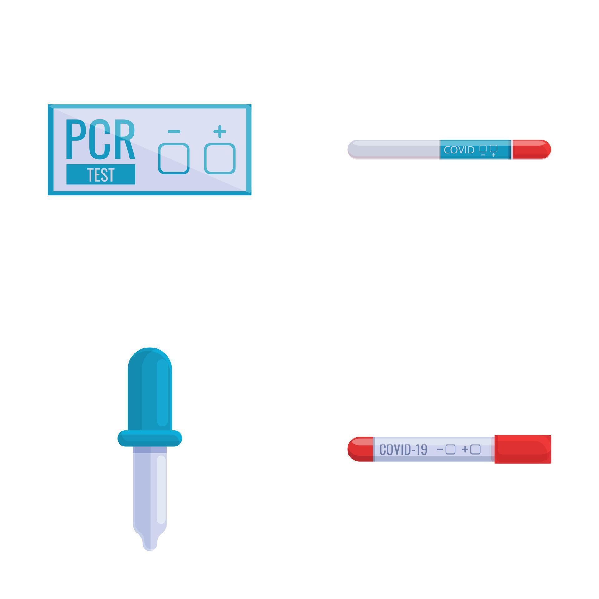 Pcr test icons set cartoon . Equipment for testing for coronavirus ...