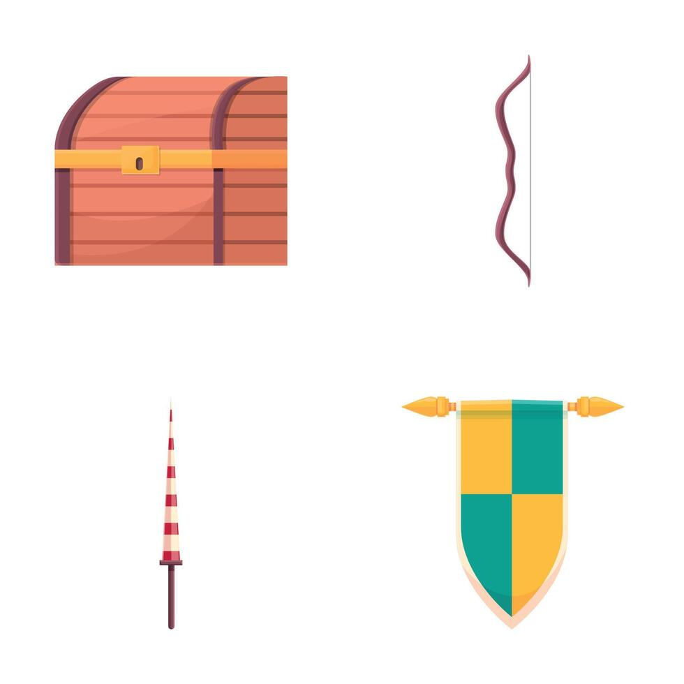 medieval íconos conjunto dibujos animados . medio siglos atributo vector