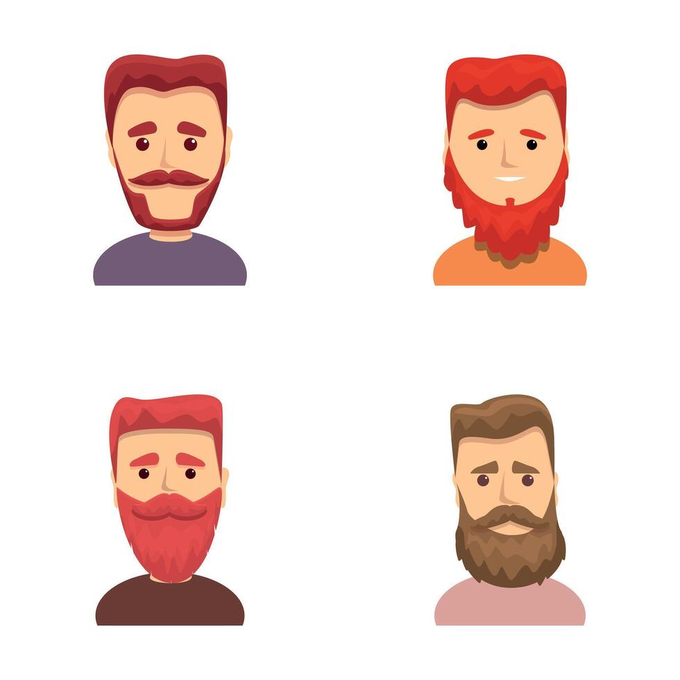 Bearded man icons set cartoon . Cartoon men of various age and appearance vector