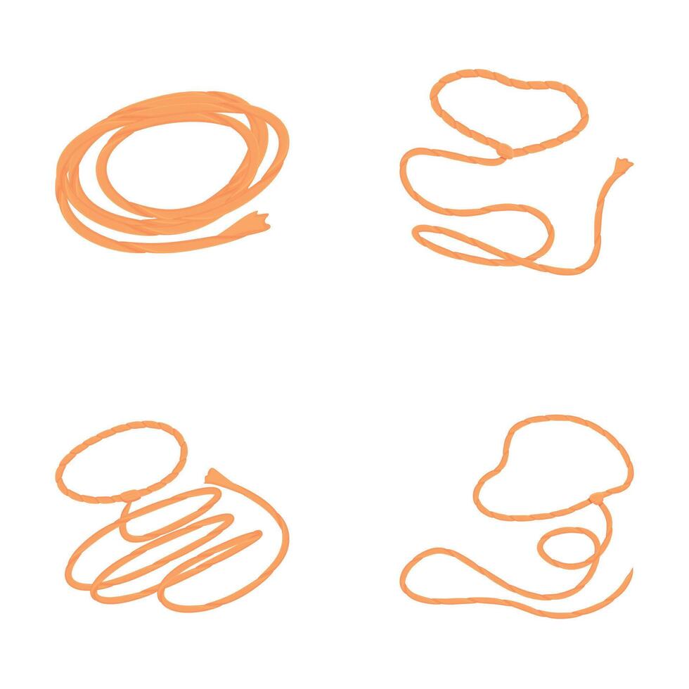 Rope icons set cartoon . Lasso for lassoing wild horse and cattle vector