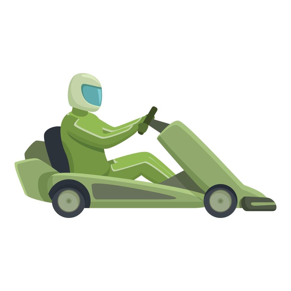 Green color carting racer icon cartoon . Motor vehicle vector