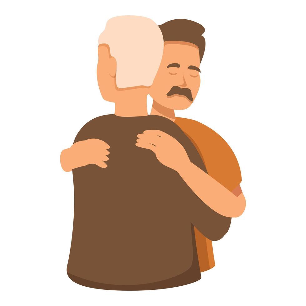 Father embrace his son icon cartoon . Family support vector