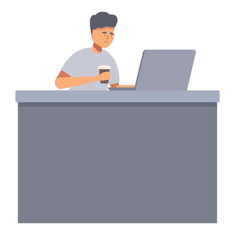 Office work desk icon cartoon . Workaholic task vector