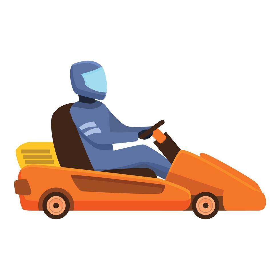 Power transport kart icon cartoon . Young racer vector