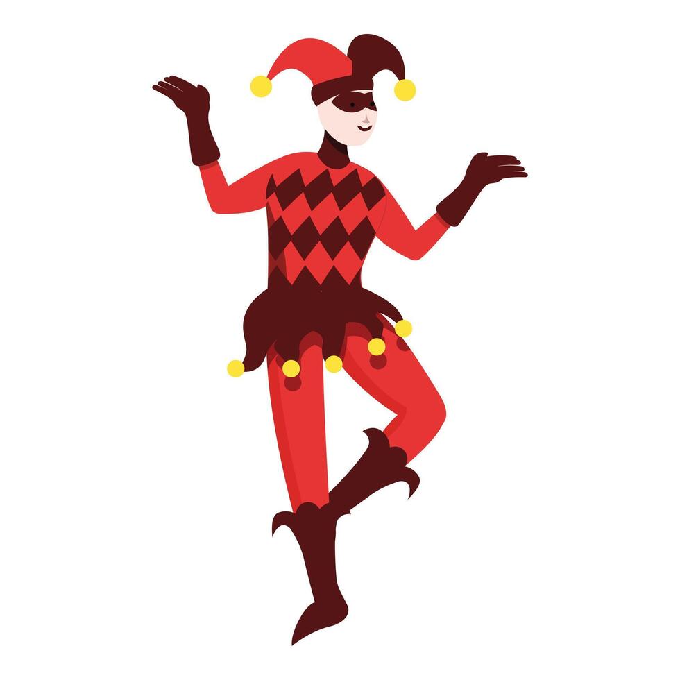 Dance joker icon cartoon . Cute playing show vector