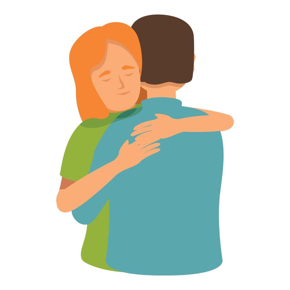 Calm support embrace icon cartoon . Family love vector