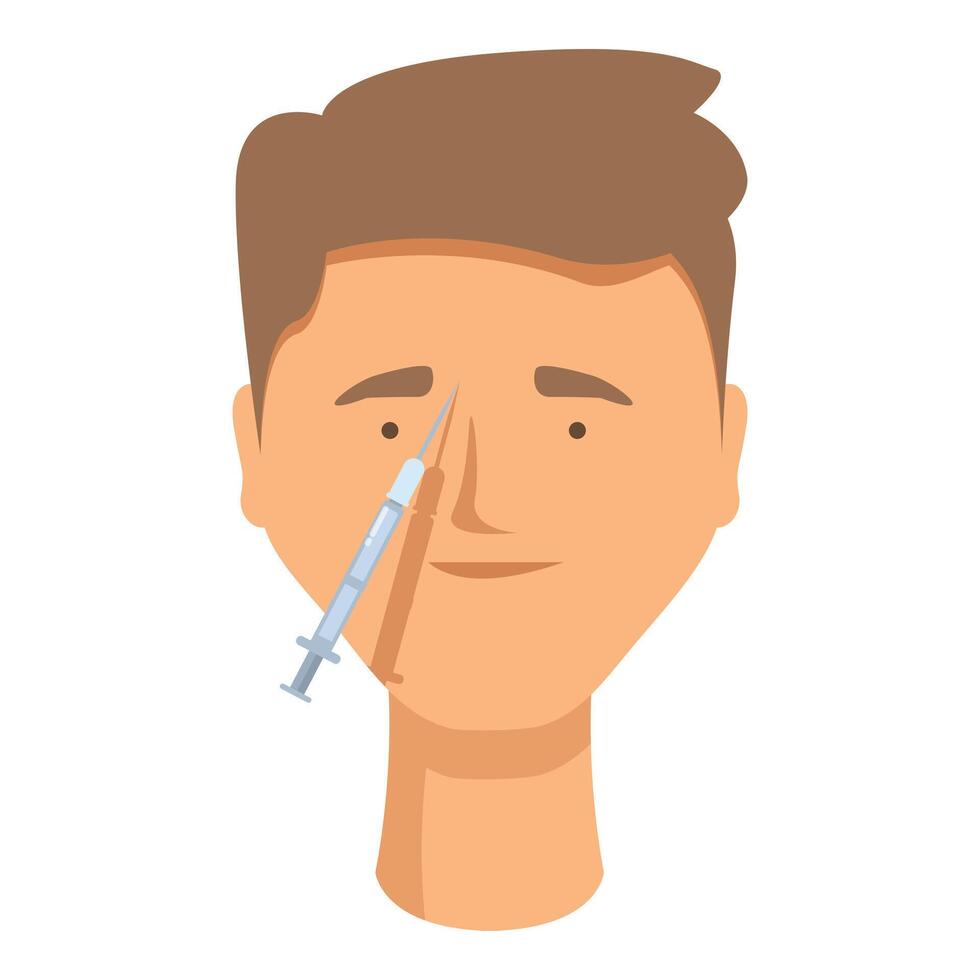 Vial procedure face icon cartoon . Drug inject vector