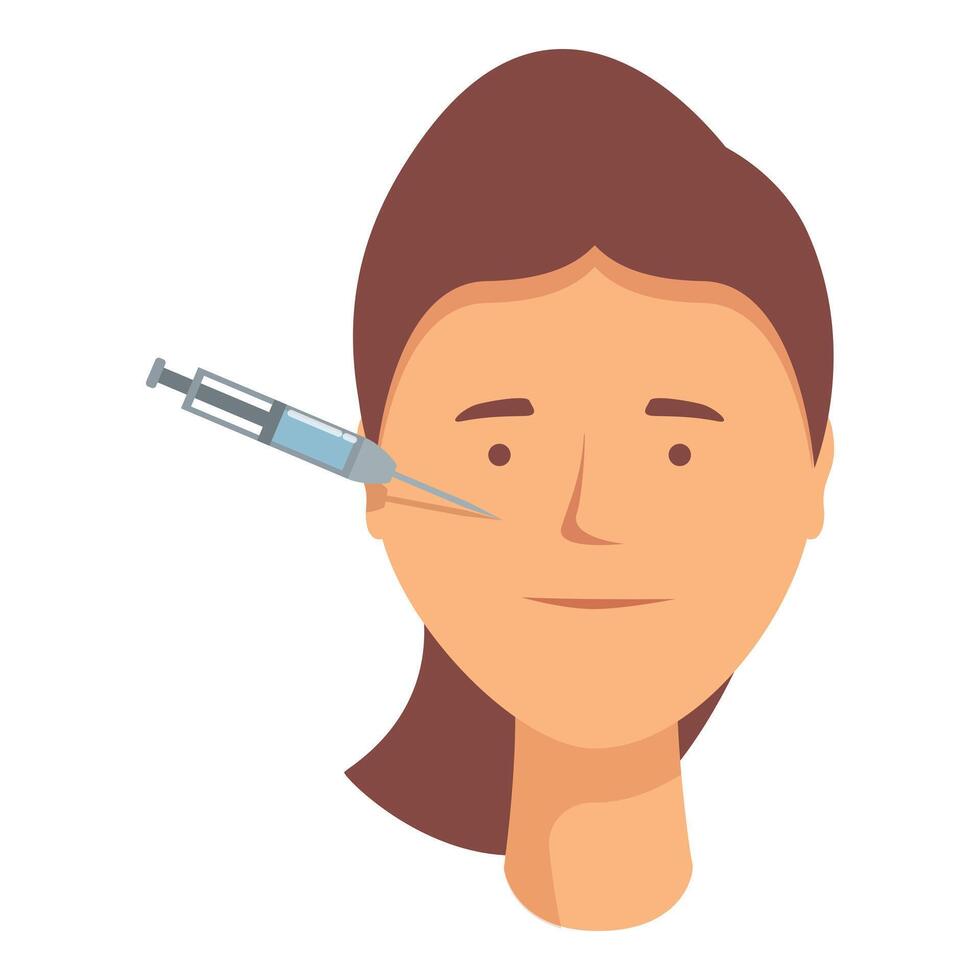 Girl botox injection face icon cartoon . Clinical procedure vector