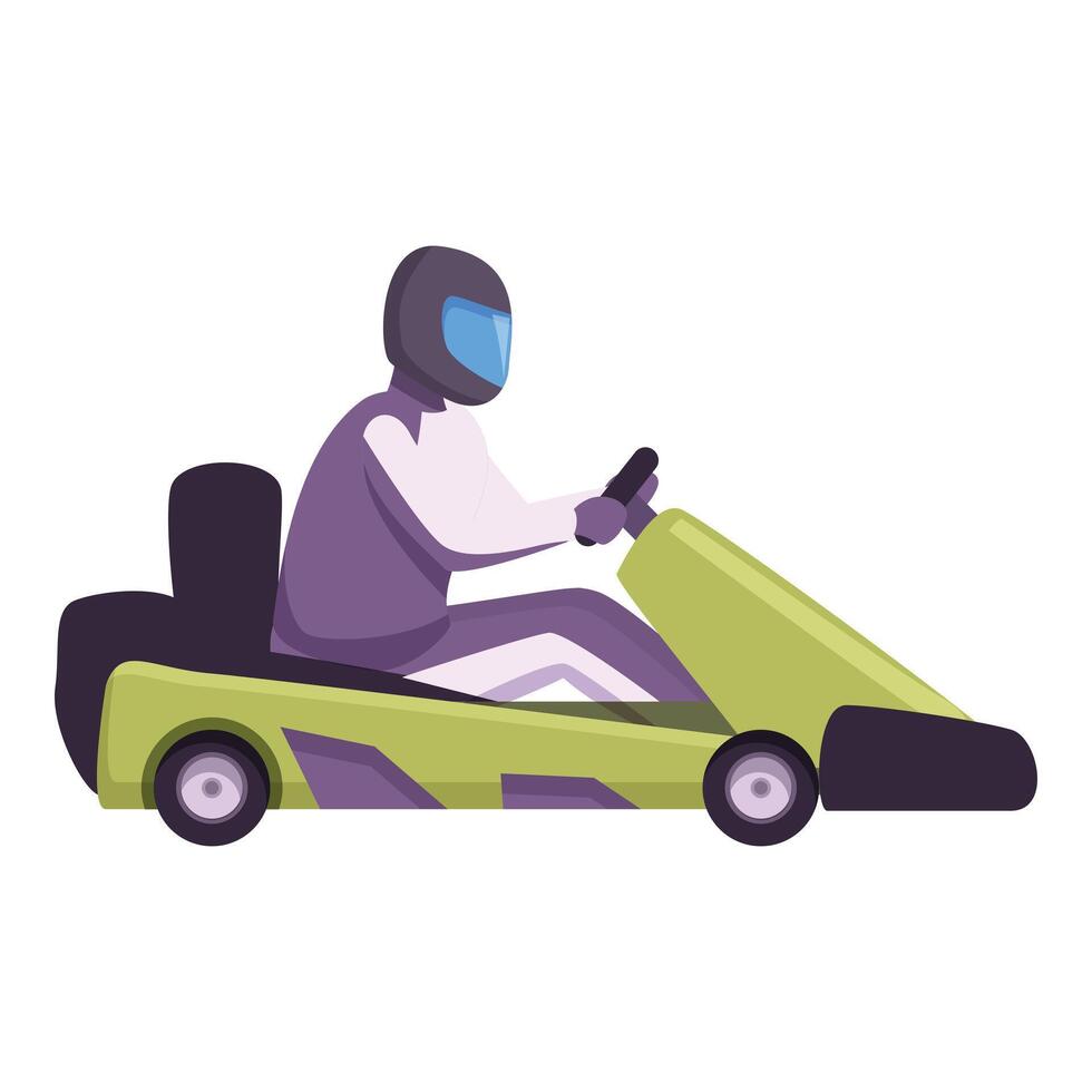 adrenalina karting icono dibujos animados . corredor conductor vector