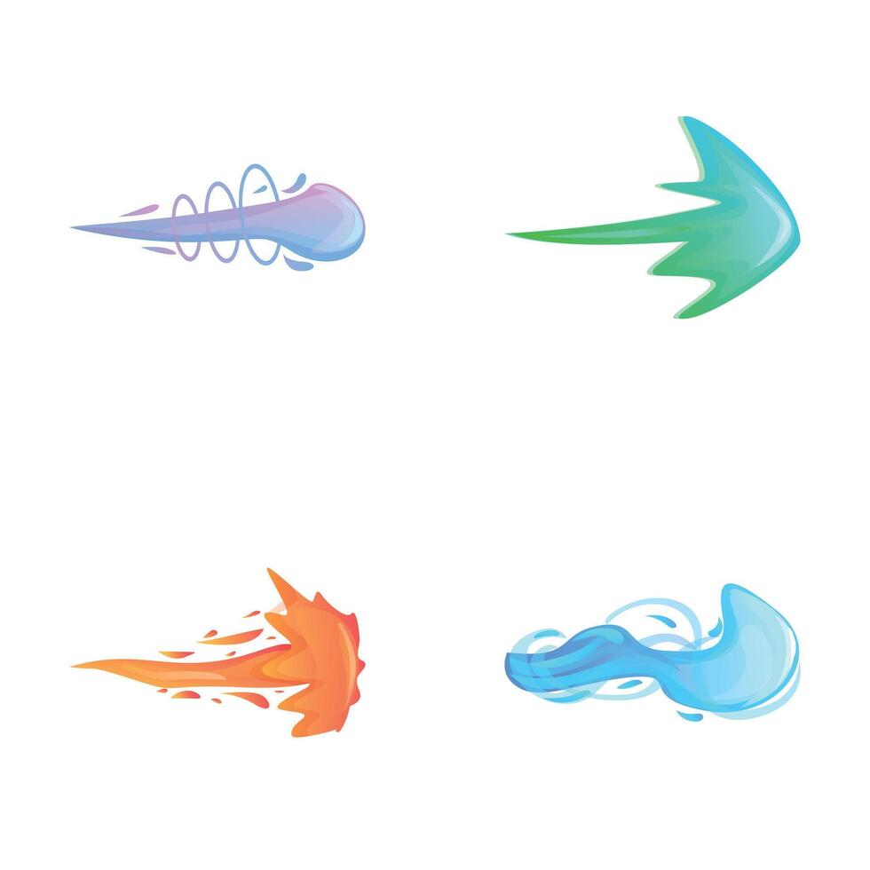 Shot energy icons set cartoon . Gun flashes or gunshot animation vector