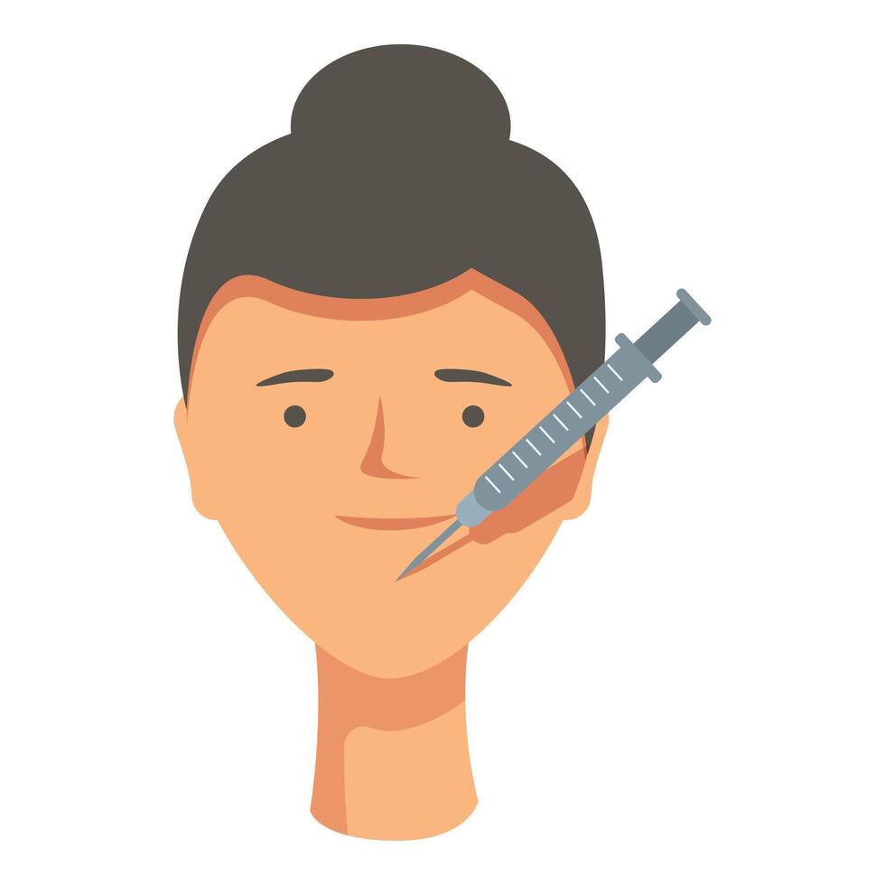 Therapy drug inject face icon cartoon . Botox procedure vector