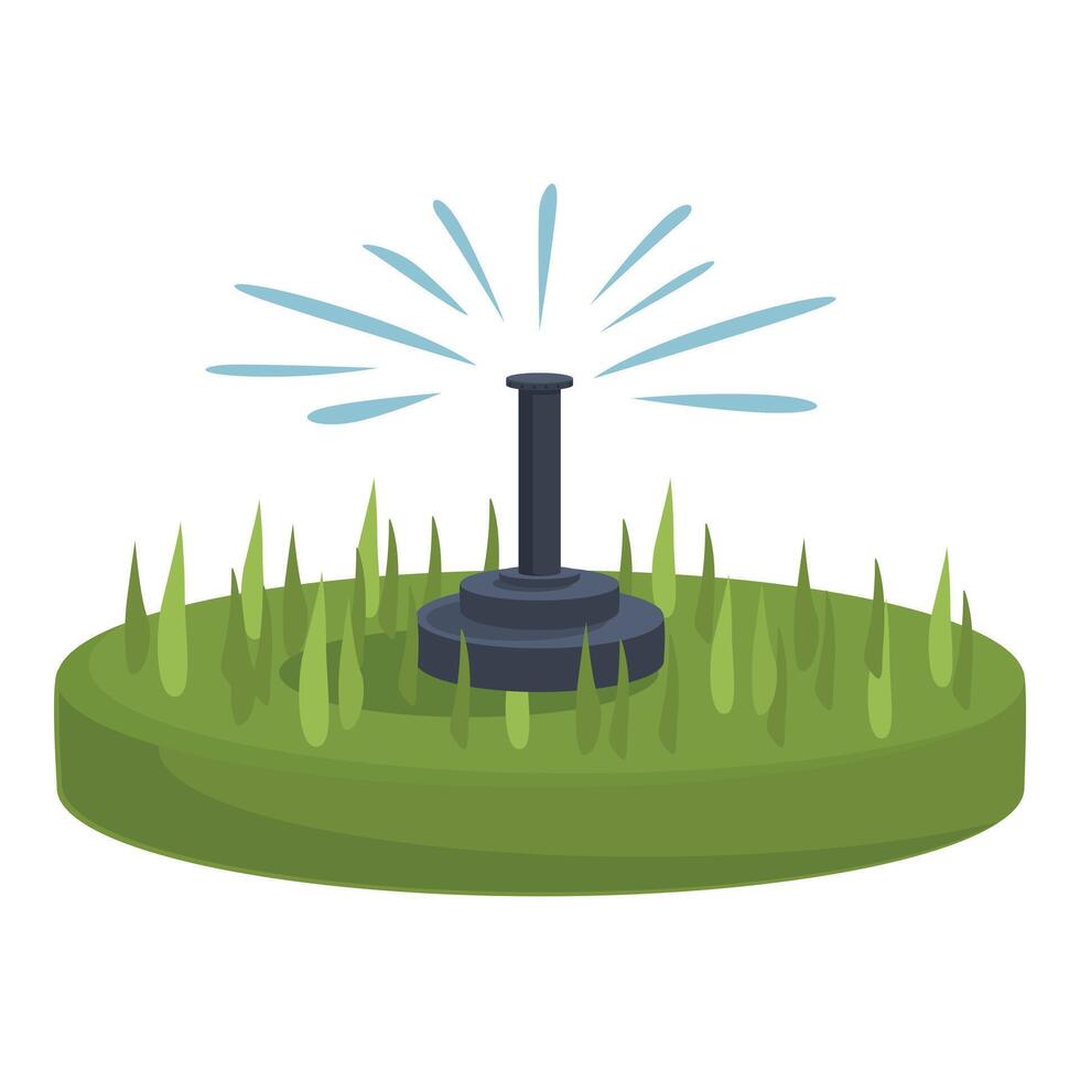 Watering grass icon cartoon . Farm gardening vector
