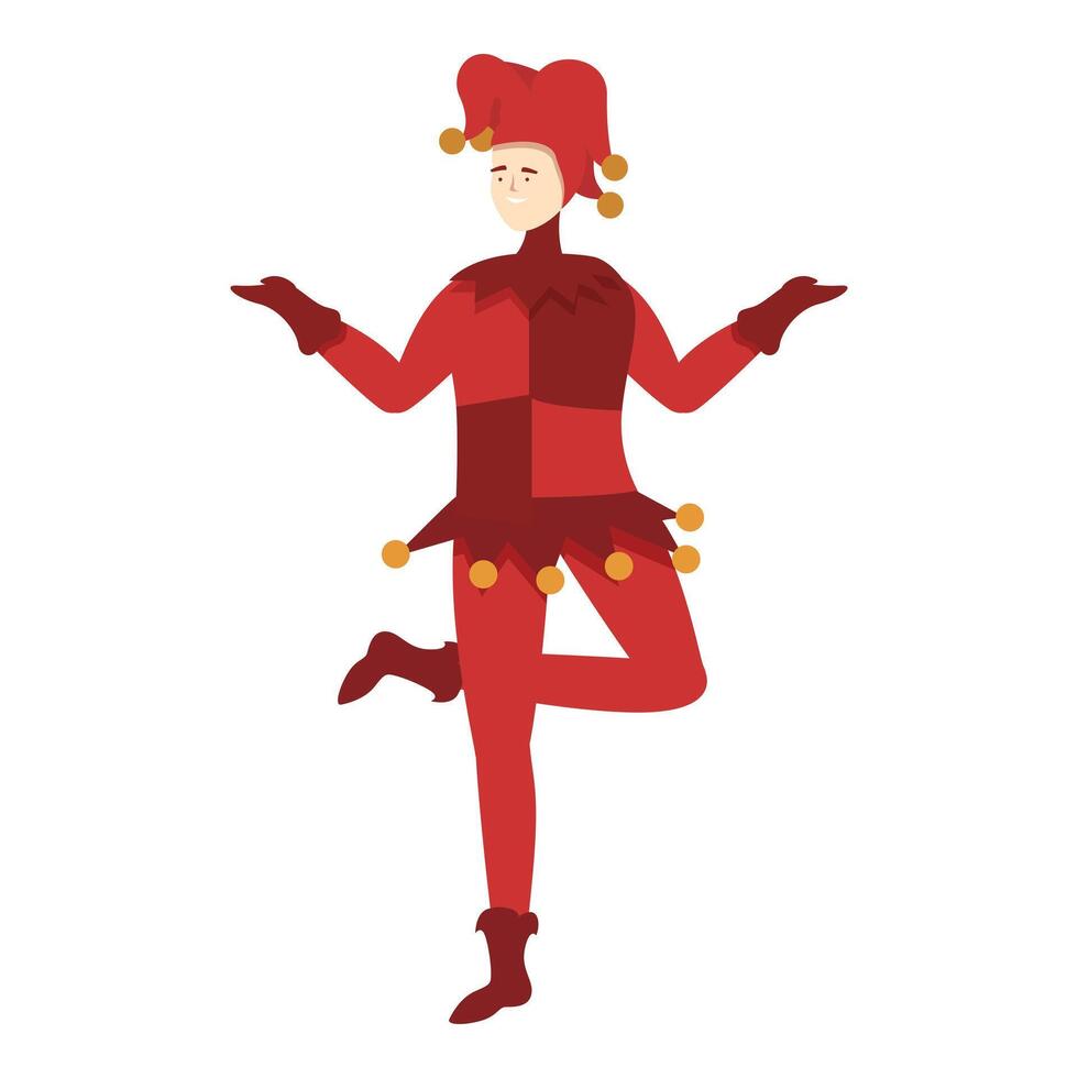 Red happy harlequin icon cartoon . Man poker fool vector