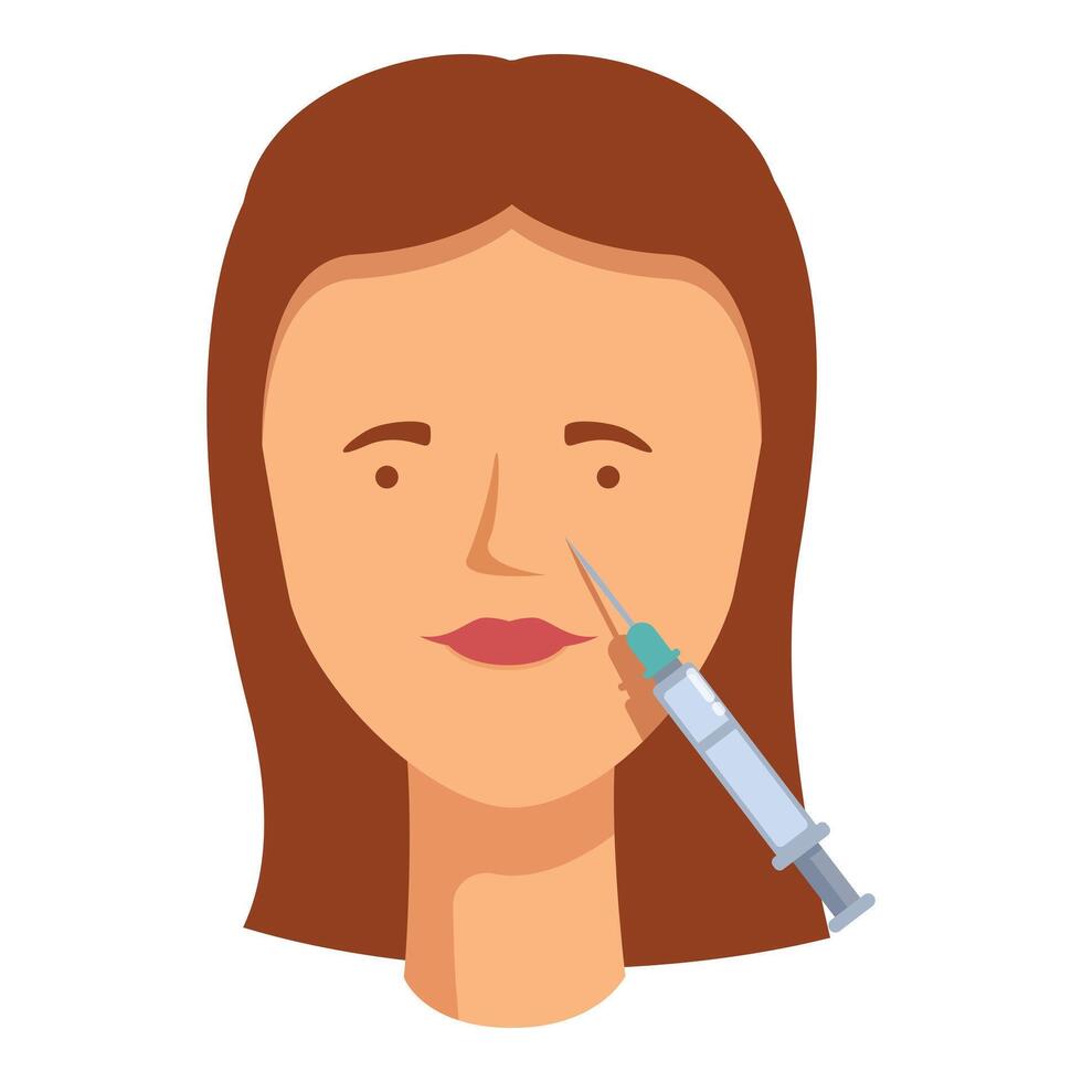 Injection shot on face icon cartoon . Acid treatment vector