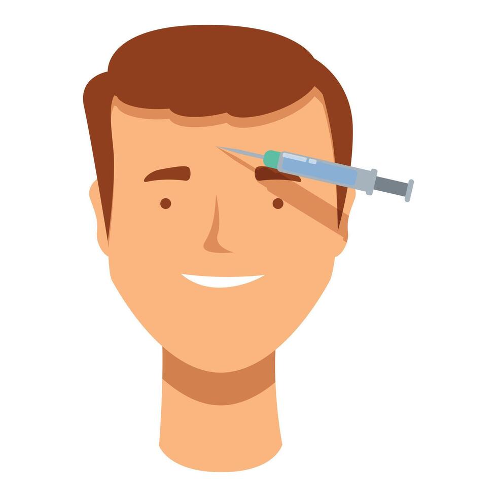Face male injection icon cartoon . Botox anti age vector