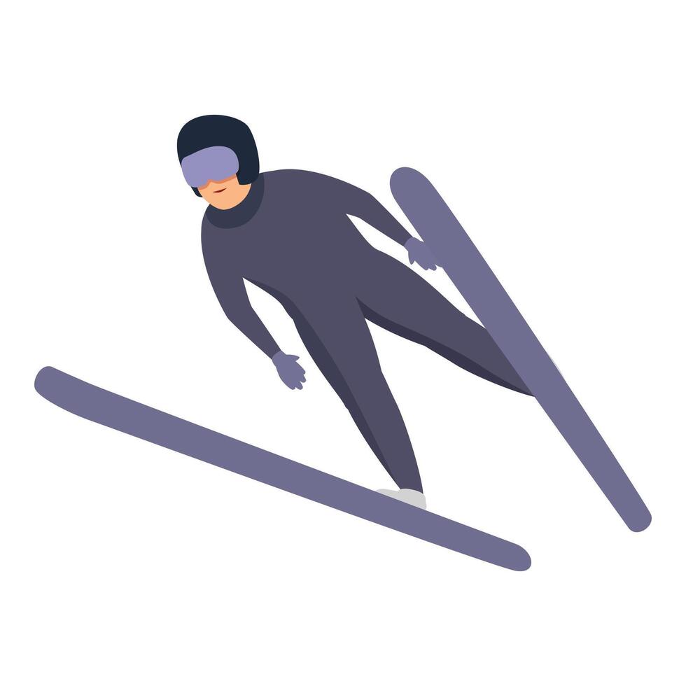 Fast ski jumper icon cartoon . Active move vector