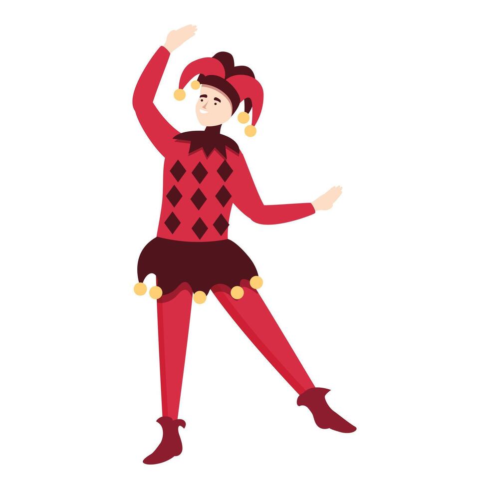 Happy joker icon cartoon . Red costume color vector