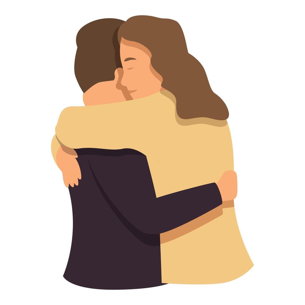 Young couple embrace icon cartoon . Adult support vector