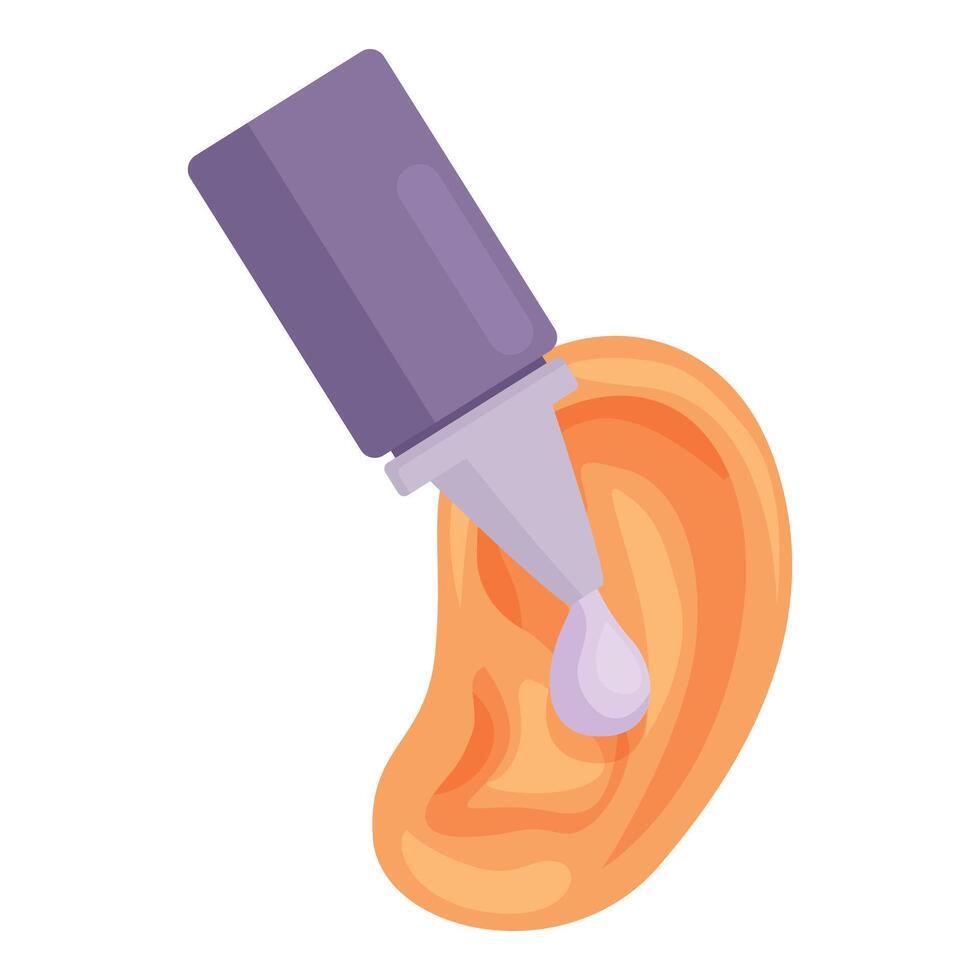 Ear drops using icon cartoon . Drug disease vector