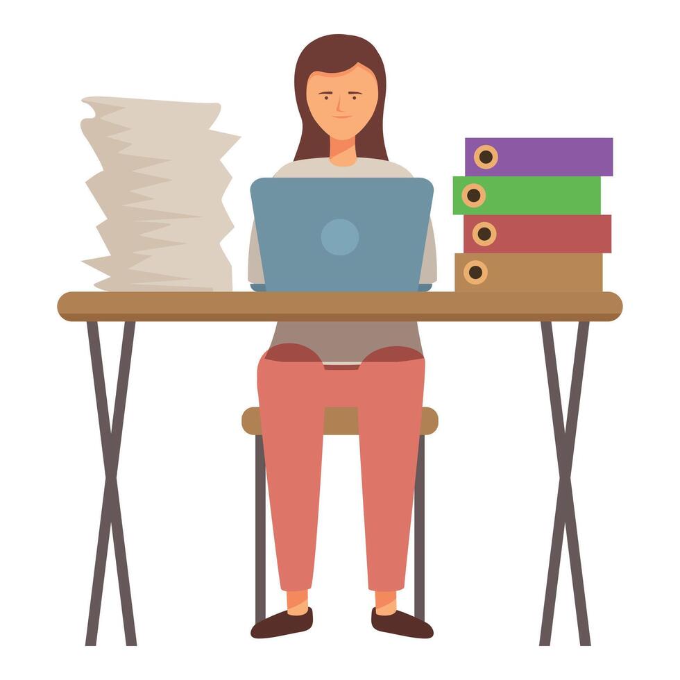 Solve home tasks icon cartoon . Online workaholic vector