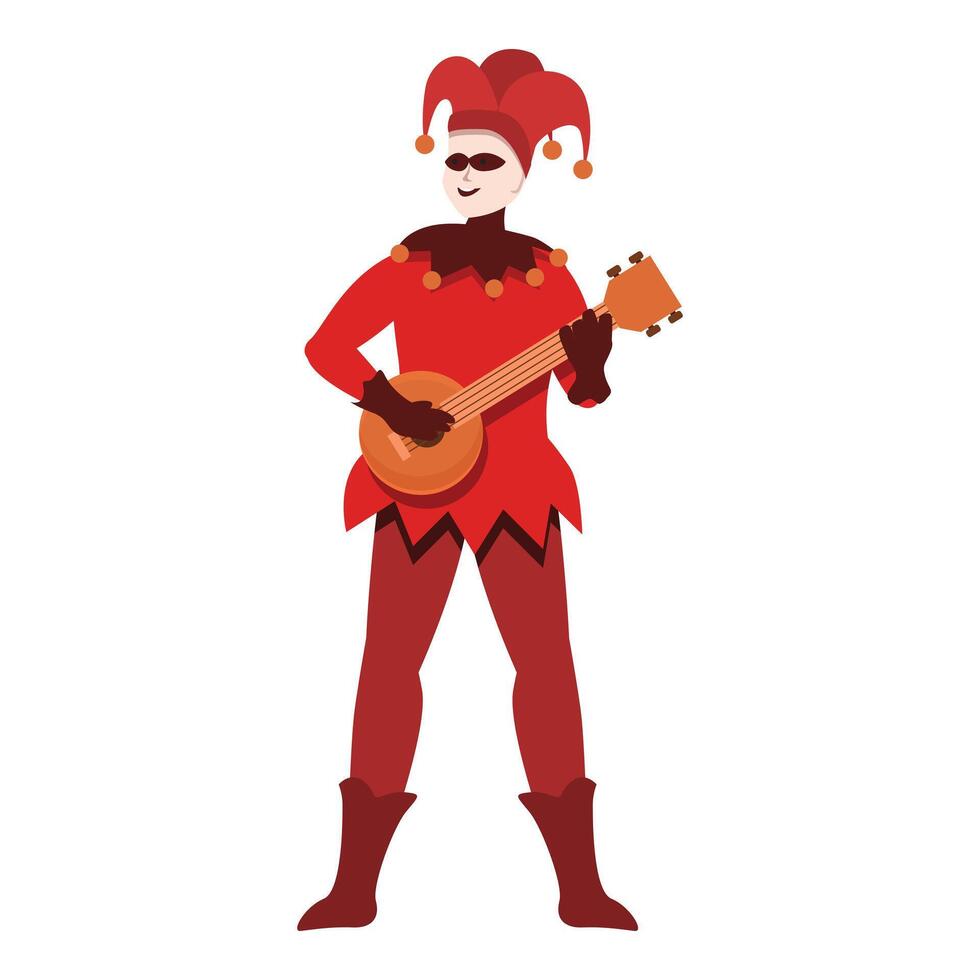 Joker play on guitar icon cartoon . Cute game acrobat vector