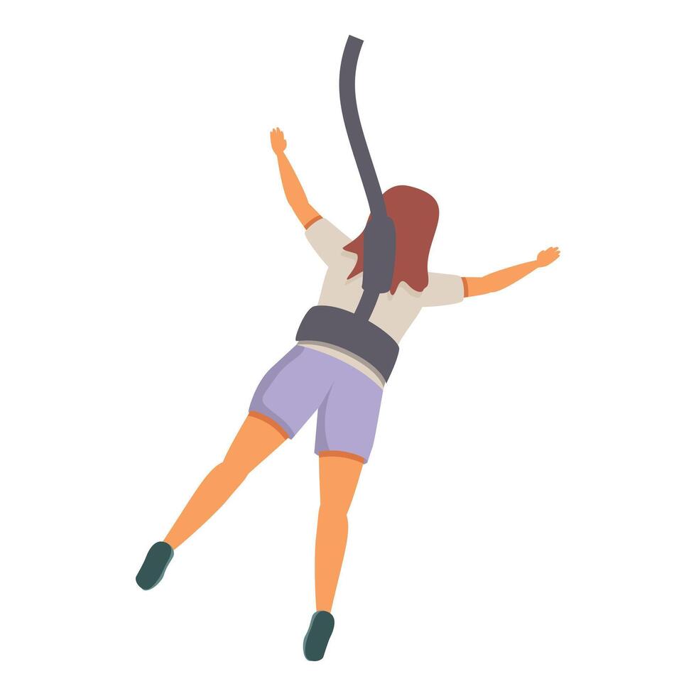 Female jumper icon cartoon . Bungee jumping vector