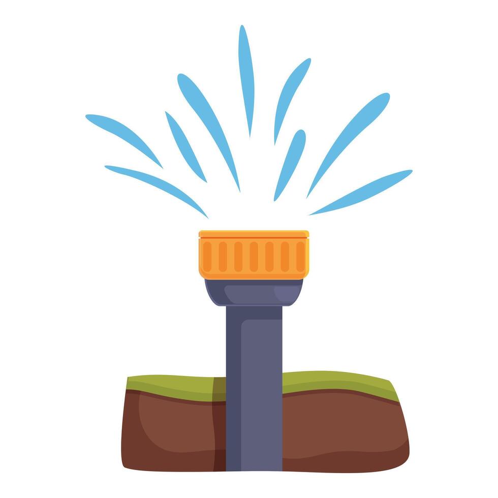 Soil yard irrigation icon cartoon . Sprinkler system vector