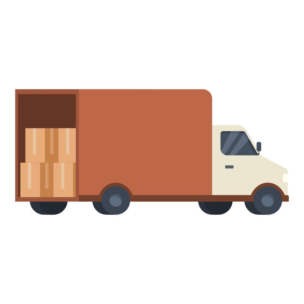 Full vehicle truck with boxes icon cartoon . Retail shop vector