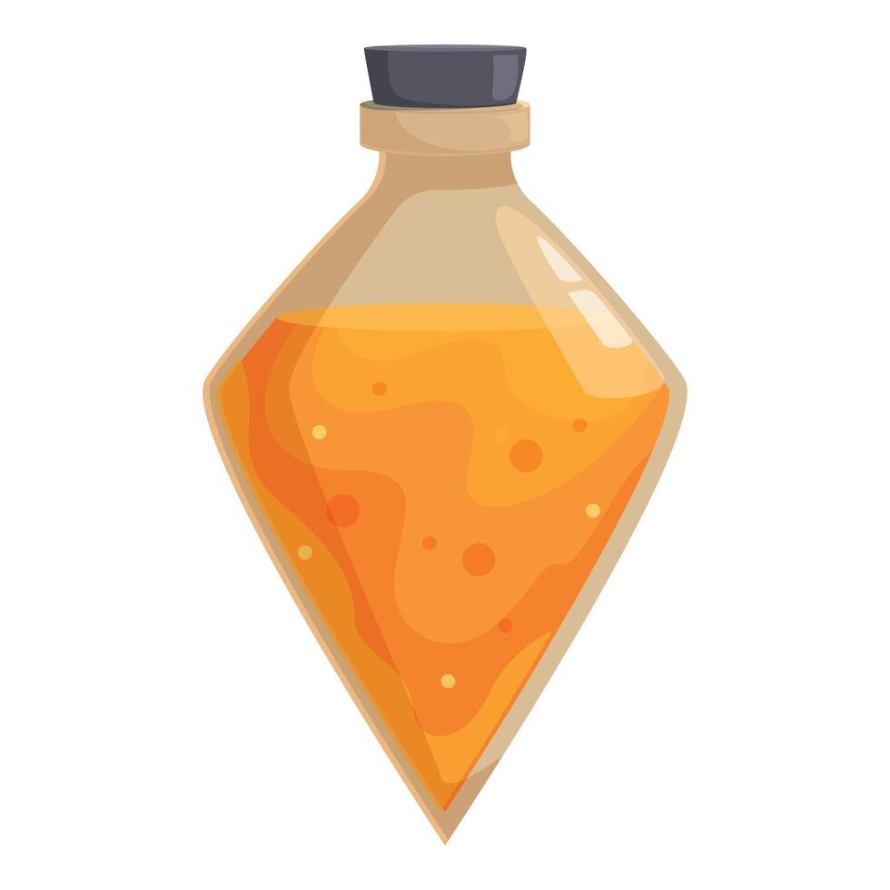 Alchemical potion icon cartoon . Liquid jar vector