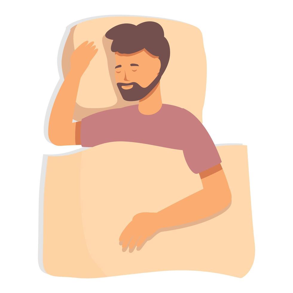 Sleepy bearded man icon cartoon . Asleep time vector