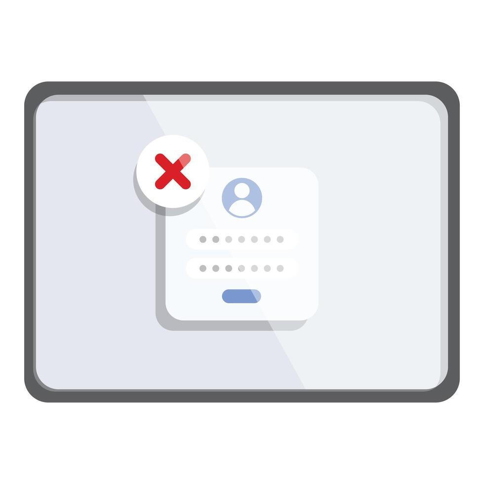 User tablet denied access icon cartoon . Information error vector