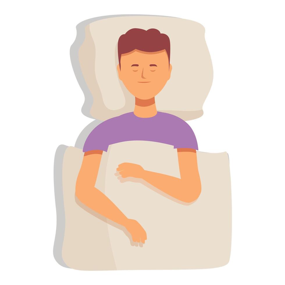 Cozy relax man icon cartoon . Calm sleep happy vector