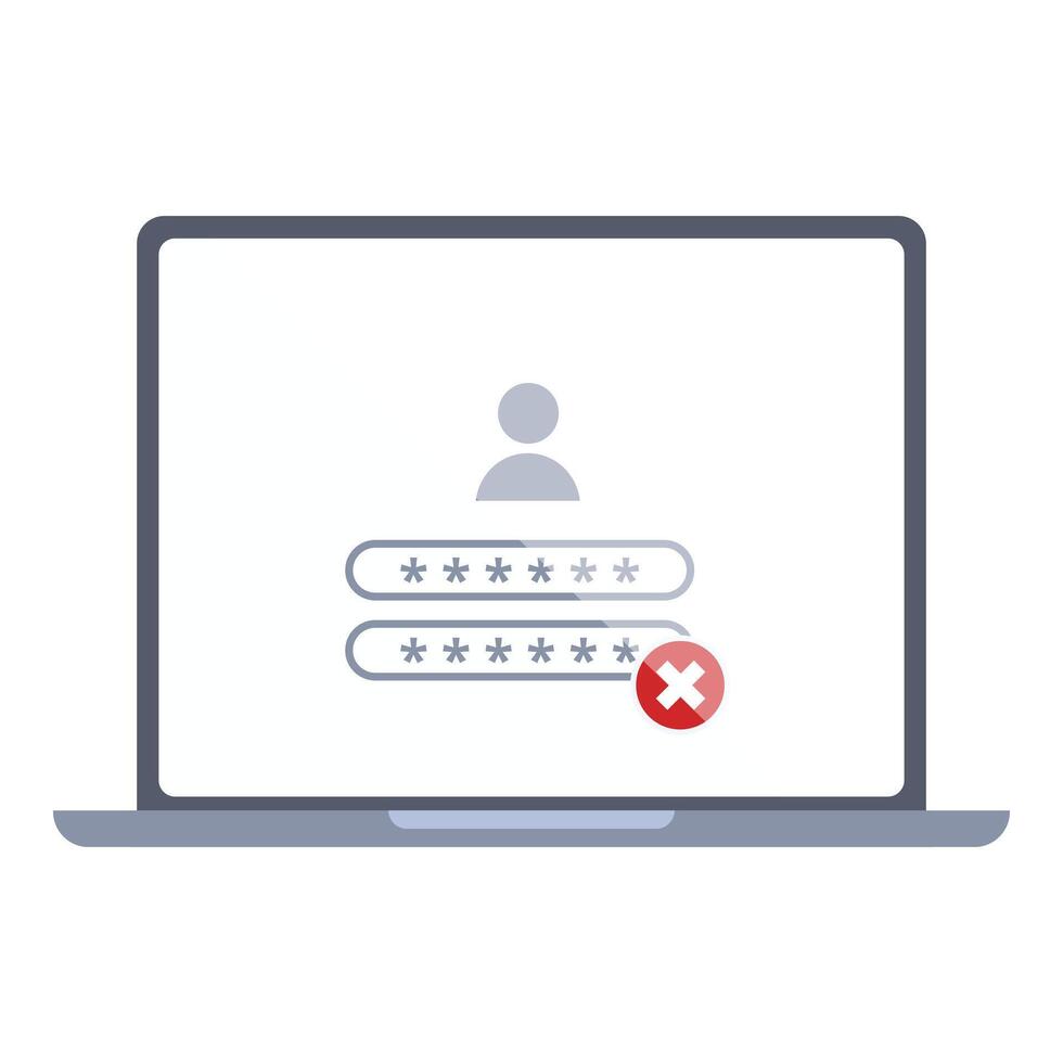 Alert laptop access icon cartoon . Wrong password vector