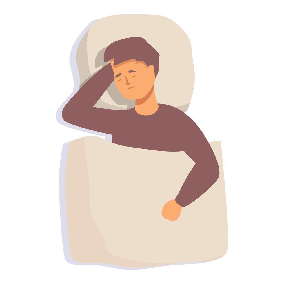 Cozy sweet dreams of boy icon cartoon . Resting calm vector