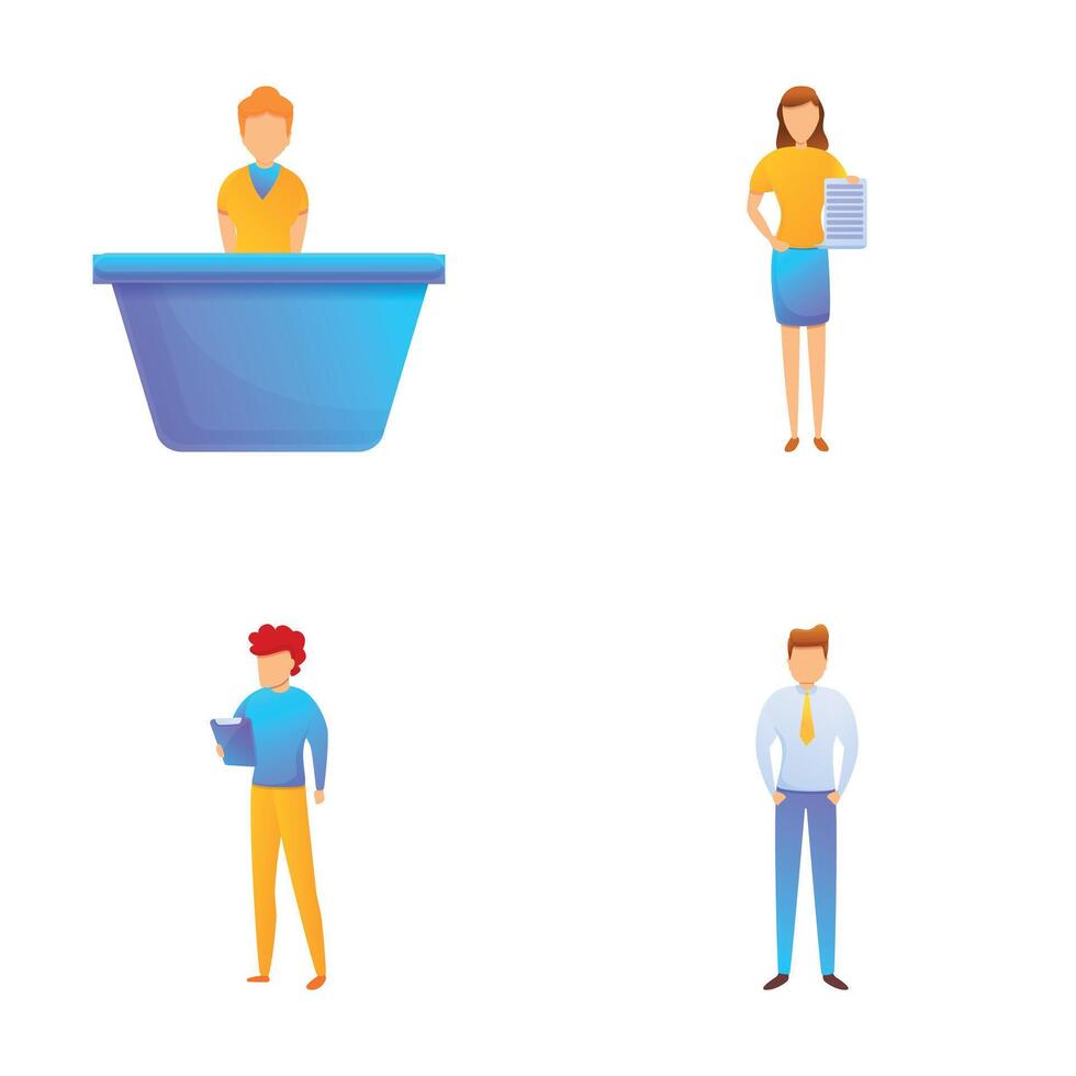 Office worker icons set cartoon . Team of colleague in different age vector