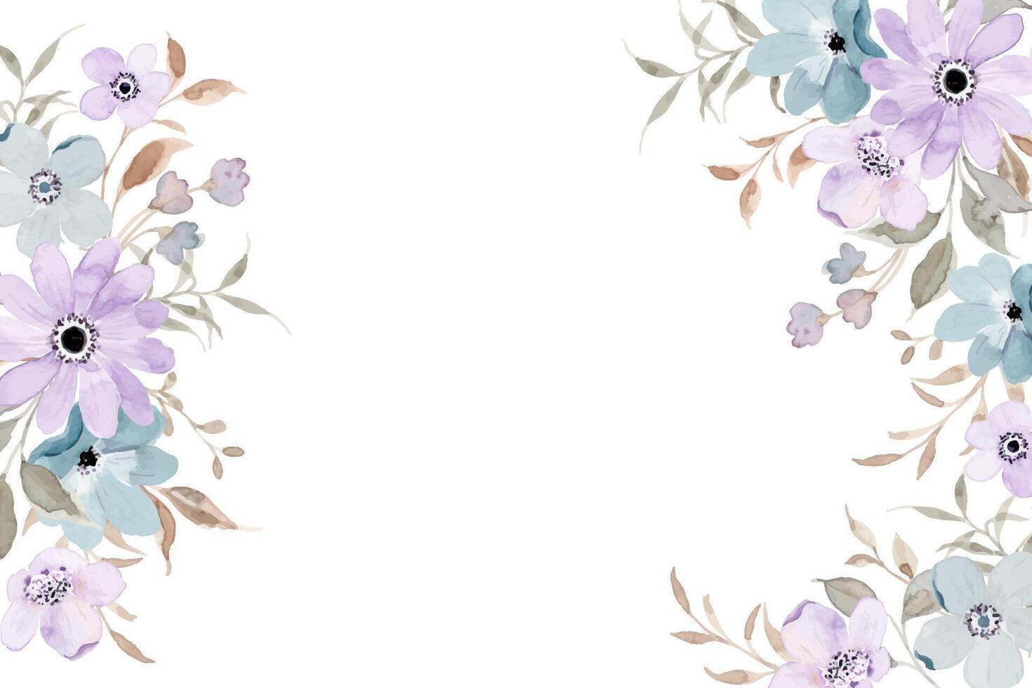Spring purple blue floral watercolor background vector