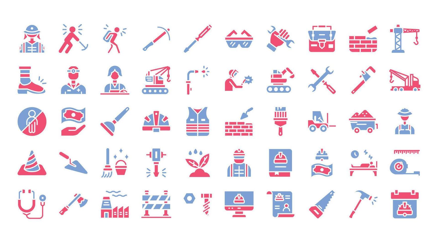 Labor Day Icons Bundle.Flat two-color icons style. illustration. vector