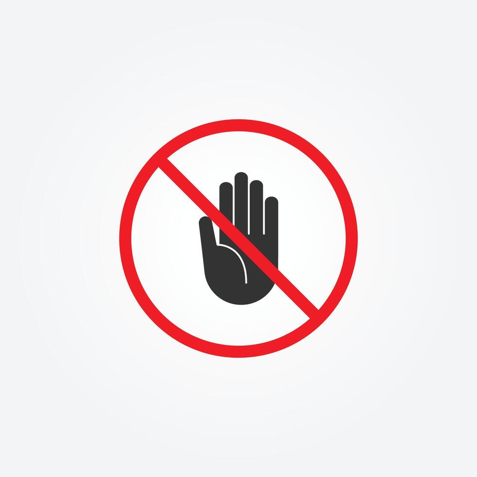 advertencia o prohibición firmar con mano icono aislado vector