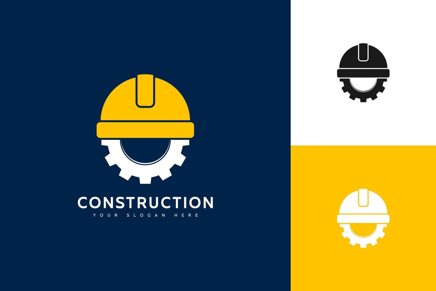 combination of helmet and gear for construction logo vector
