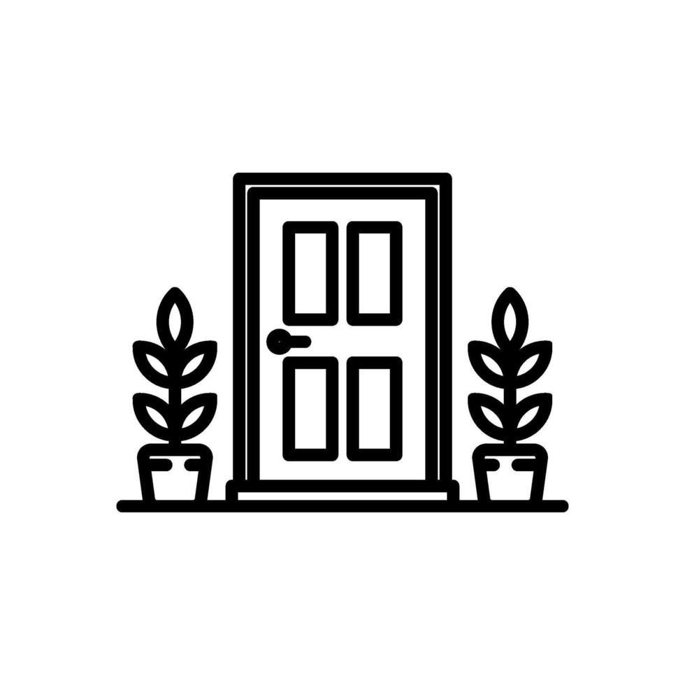 front door line style icon, isolated background vector