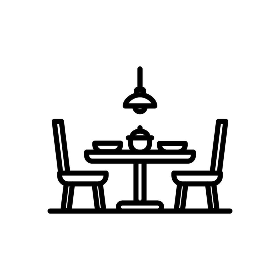 dining table outline style icon, isolated background vector