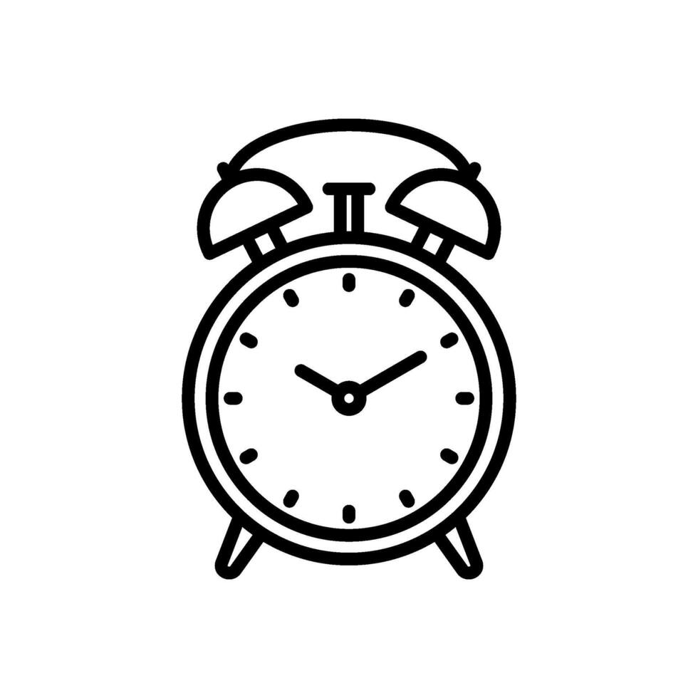 alarm clock line icon, isolated background vector